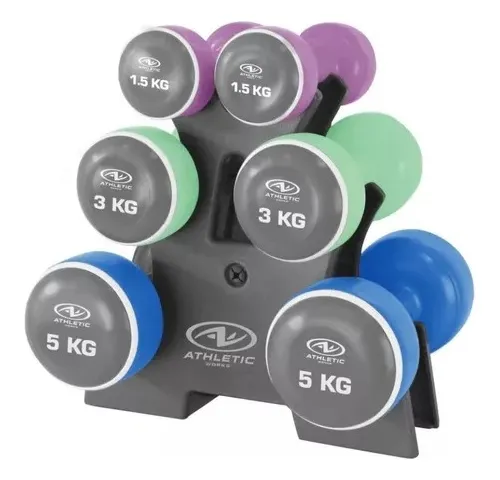 Juego De Pesas Mancuernas Con Soporte Set 19 Kilos Works Color
