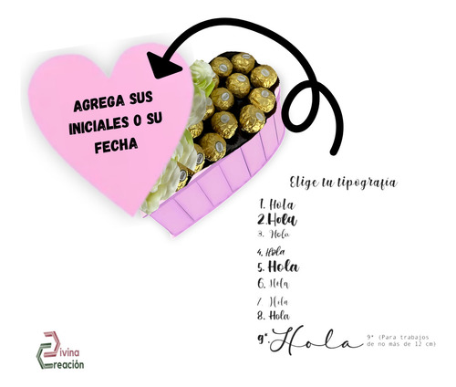 Caja Corazon Divina Creacion 14 Febrero San Valentin Personalizada color rosa frase personalizado