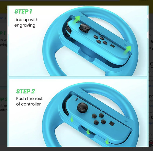Volante Wheel Para Nintedo Swith Joy-con 2u Oled Lite Clasic Neon