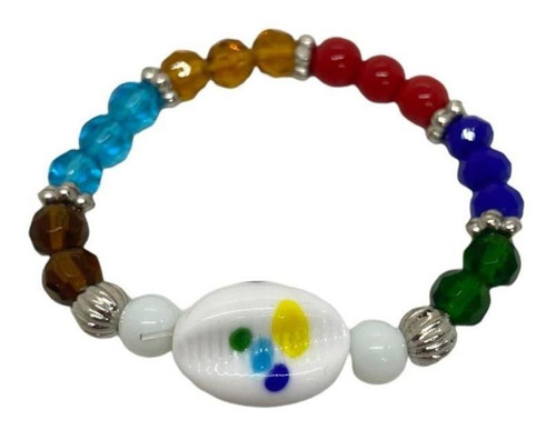 Pulseira Sete Linhas Búzios Colorido Com Cristal E Silicone