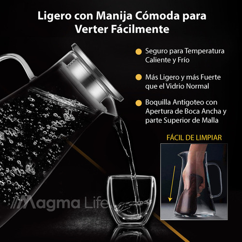Mz Jarra De Vidrio Borosilicato 1.8 Litros Con Tapa De