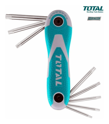 Imagen 1 de 1 de Set Llaves Torx Estrella Portátil 8 Medidas Total Industrial