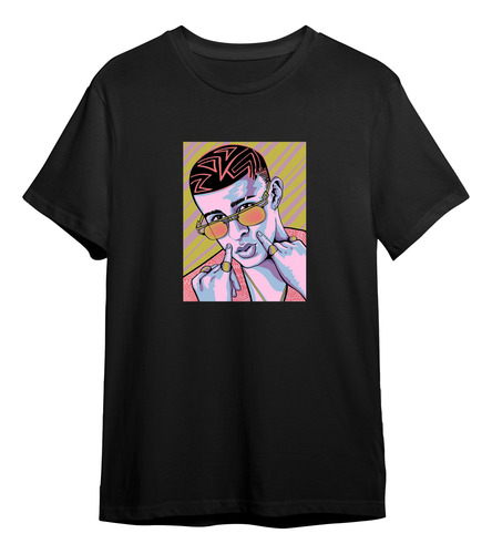 Playera Reggaeton Bad Bunny Cuadro Conejo Malo Colores
