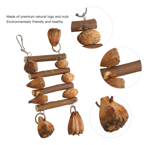 Juguete Para Morder En Jaula, Troncos Naturales, Frutos Seco