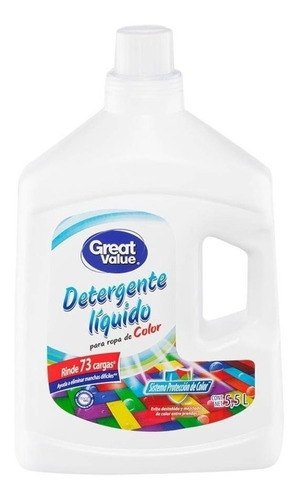 Detergente Líquido Great Value Para Ropa De Color 5.5l