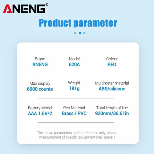 . Digital Multimeter Aneng Ac/dc Lcd Display 4.7 Inches
