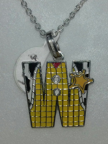 Dije Disney De Letra W De Woody Con Cadena Plata .925