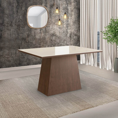 Mesa Para Sala De Jantar 120x90cm Com Vidro Lapidado Móveis