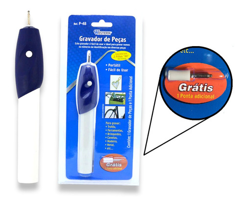 Caneta Gravadora Peças Objetos Metal Madeira Plastico