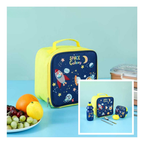 Box Lunch Conjunto De Tres Piezas Toppers Para Lunch Escolar Azul