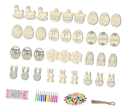 36x Recortes De Madera De Pascua, Decoraciones Colgantes Diy