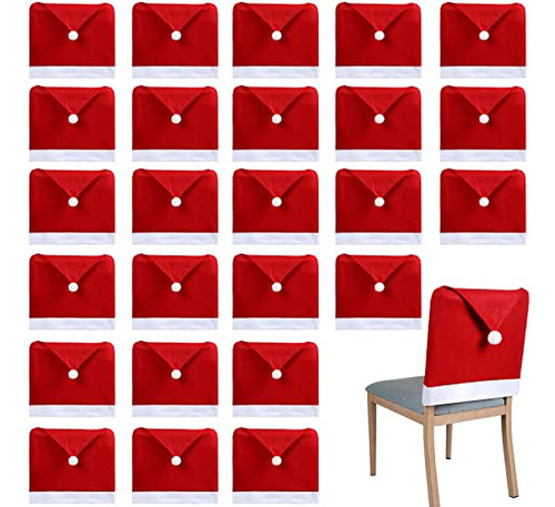30 Pcs Christmas Chair Covers Santa Claus Hat Dining Ch...