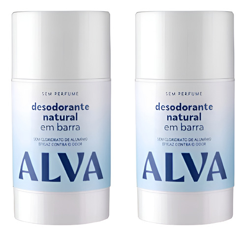 Kit 2 Desodorantes Natural Em Barra Sem Perfume Alva Vegano Fragrância Sem Pefume