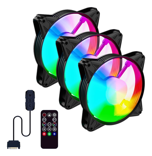 Ventoinha Cooler 3 Fan, Controladora, 120mm, Led Rgb, Preto