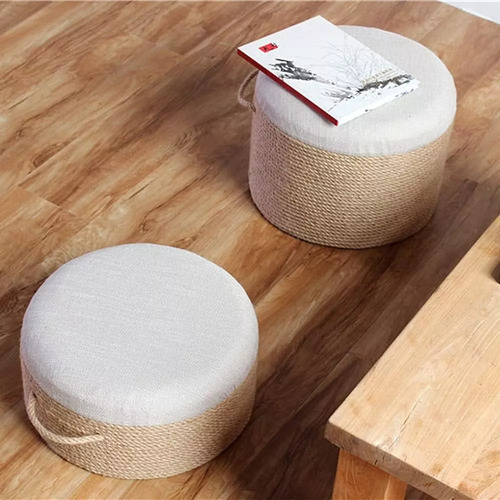 Puff De Cuerda 29cm Reforzado Living Hogar Con Almohadón