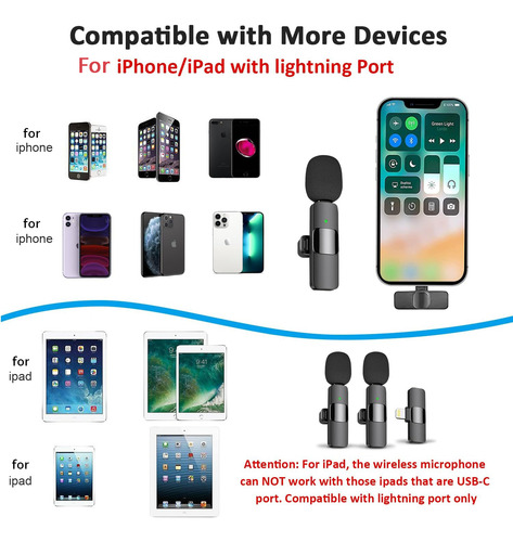 Micrófono Inalámbrico Para Celular,plug & Play,2pcs