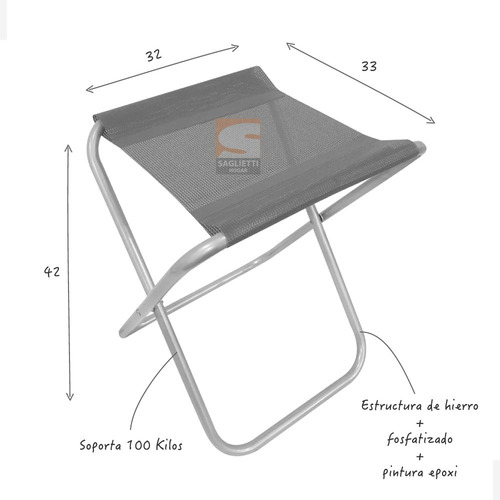 Banquito Tijera Plegable Camping Banqueta Liviano Posta 402