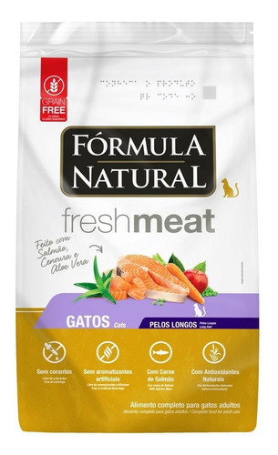 Fórmula Nat. Fresh Meat Ração P/ Gato Pelo Longo Salmão 1kg