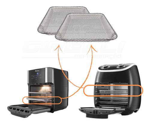 Imagem 2 de 6 de Kit 2 Grade Maior Air Fryer Philco Pfr2000 Pfr2200 Original