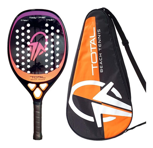 Raquete Beach Tennis Carbono 12k Total Pro Sunset + Capa Cor Violeta