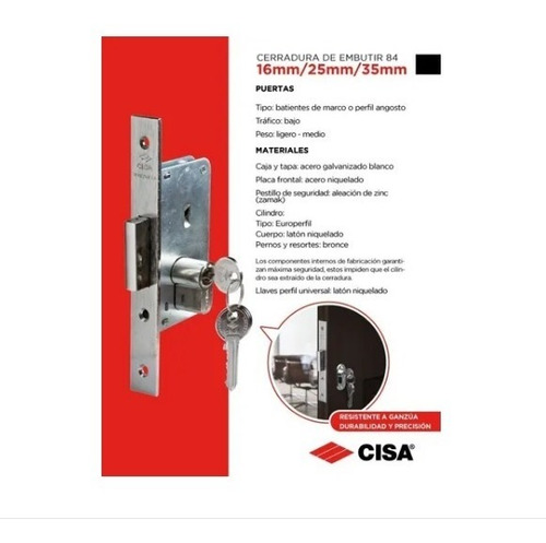 Cerradura Para Embutir Metálica 84 25mm Cisa