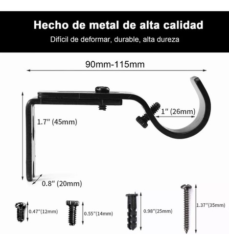 6pzs Soporte Cortinero De Gancho De Pared Ajustable