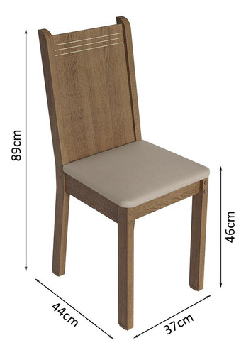 Mesa de comedor con tapa de madera, 4 sillas Samara Madesa Rpsb, color rústico/negro/sintético, beige, diseño de tela lisa