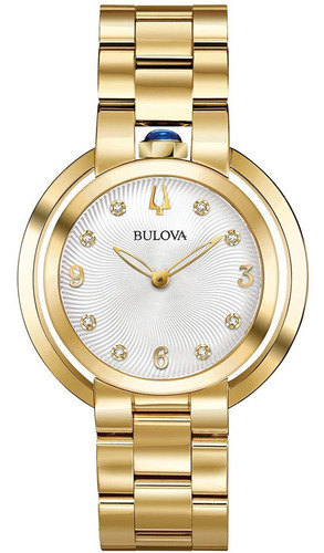 Reloj Bulova Rubaiyat Dorado 97p125 Dama Diamantes Original Color del fondo Plateado