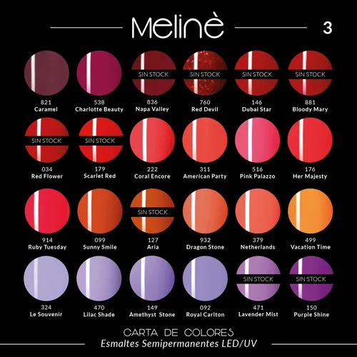 Kit 3 Esmaltes Semipermanentes Meliné + Base Coat Y Top Coat