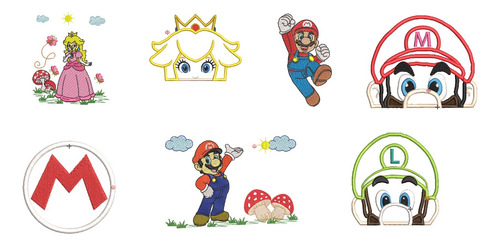 Matrices D Bordar Maquinas Bordadoras Mario  Bross Princesa 