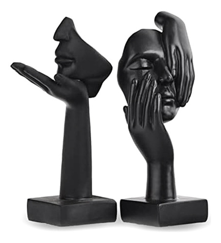 Estatua De 2 Piezas, Escultura De Arte Abstracto Negro,