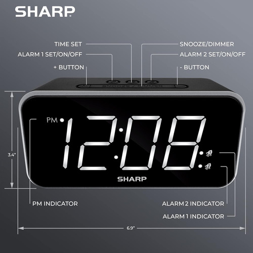 Reloj Despertador Sharp Jumbo Pantalla De Fácil Lectura...