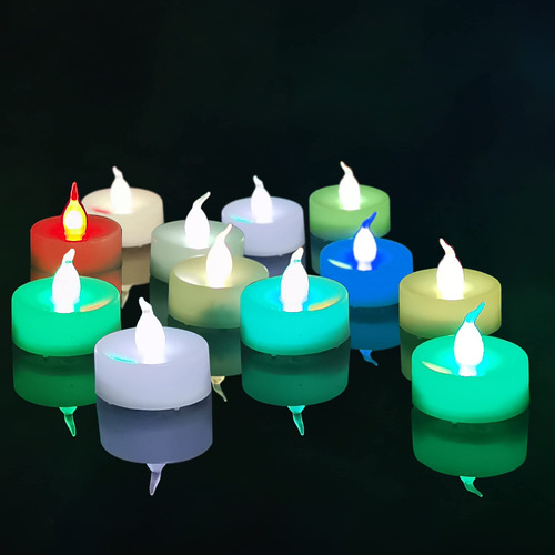 Smallpenglai Juego De 12 Velas De Te Led Que Cambian De Colo