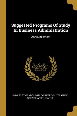 Libro Suggested Programs Of Study In Business Administrat...