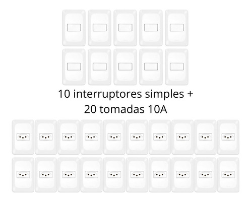 Tomadas E Interruptores (30 Pç) Kit Casa Completa