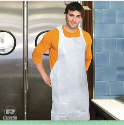Royal Poly Apron, White, 28 In. X 46 In., 100/pack, One  Oaj