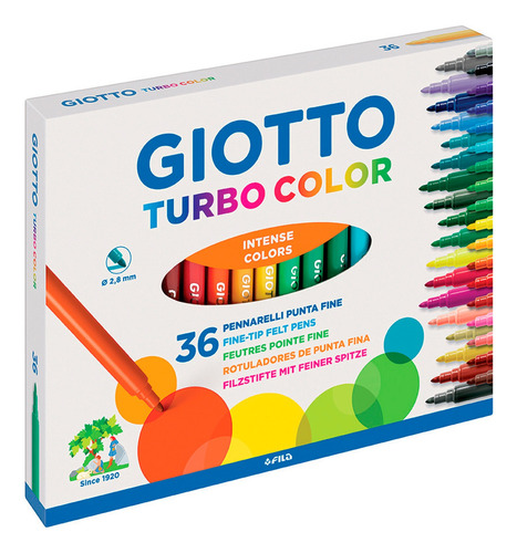 Marcador Escolar 36 Colores Giotto Turbo Plumón Niños