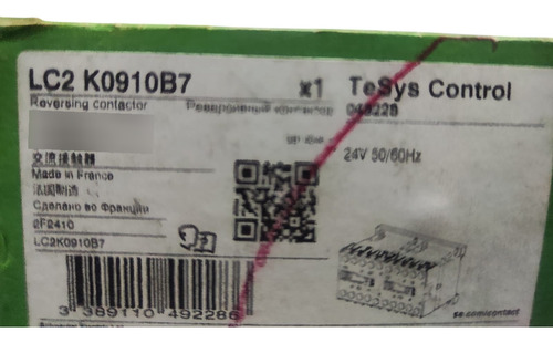 Reversible Schneider 2hp 9a Trifasico Coil 24vac Lc2k0910b7