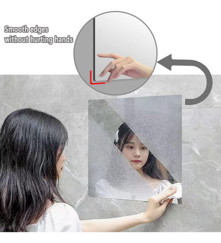 Espejos De 4pcs Inastillable Pared Conjunto Acrílico Vinilos Viene Cuadrado Hogar Decorativos Para Con Autoadhesivos, Seguro Para Niños Espejo De Dormitorio,sobre La Puerta, Para Recámara 20*20cm
