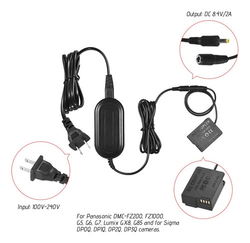 Adaptador De Corriente Lumix Gx8, Dmc-fz200, Power Dmw-dcc8