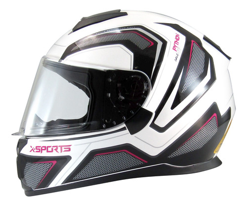 Casco Integral X Sports M66 Python Blanco Rosa