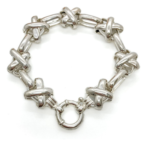 Pulsera Arandelas Cruz Plata 925 21 Cm Con Marinero