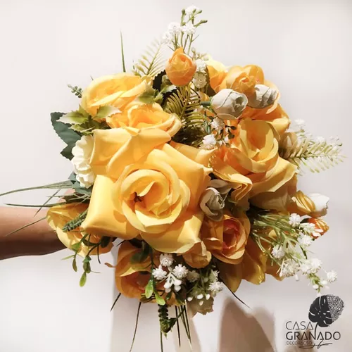 Buquê De Noiva Cívil Flores Artificiais Casamento Realístico