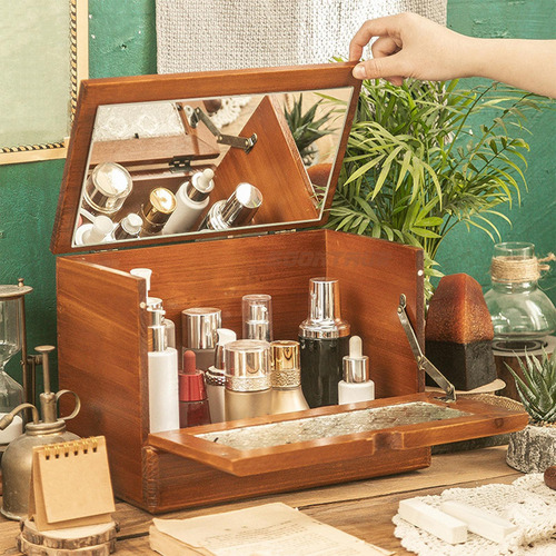 Wooden Makeup And Cosmetic Organizer, Case