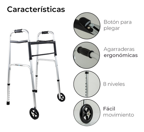 Andadera Ortopedica Adultos Plegable Y Ajustable Con Ruedas
