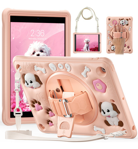 Funda Híbrida Giratoria 360 Con Dibujos Animados Para Ni?os
