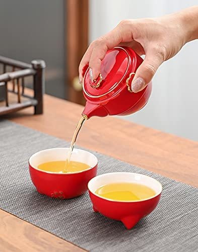 Taza Cerámica Portátil: Set De Te Gato De La Suerte -