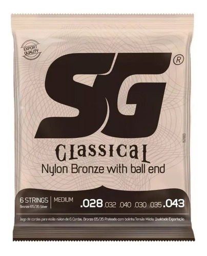Imagem 1 de 3 de Encordoamento Sg Violão Nylon Com Bolinha Tensão Media
