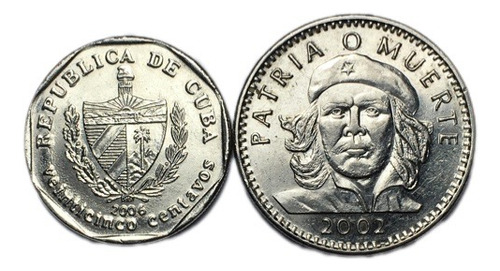 Moedas Cuba- 25 Centavos 2006 E 3 Pesos 2002- F. Grátis