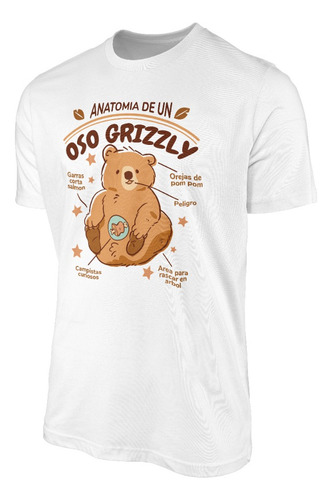 Polera Hombre Anatomia De Un Oso Grizzly Personalizada